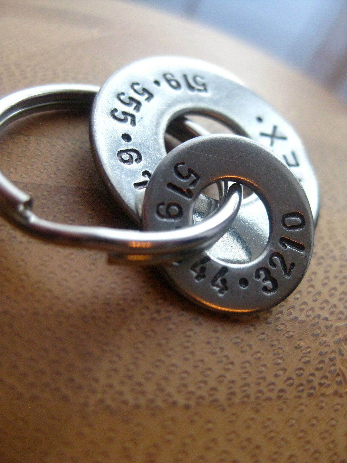 Custom Rugged Dog Tag - Two Rings For Two Numbers - Stamped by Rawkette