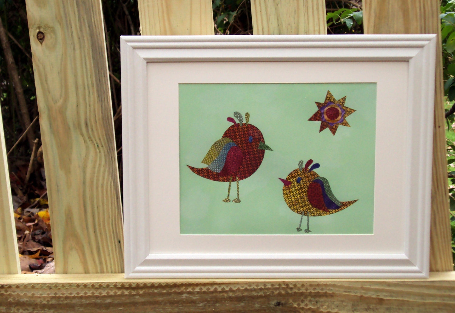 Bird art for kids, print, green