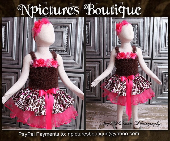 Divalicious Pink & Brown Cheetah Designer TuTu Set - Photography Portraits Birthday Party Chic Kids