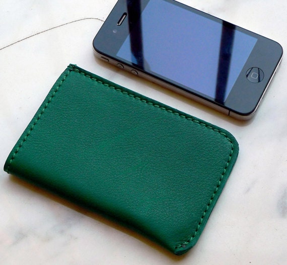 green leather iPhone case - made in italy
