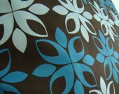 Organic Modern Decorative Pillow Cover Brown, Teal Original Fabric Design 16 x 16 envelope back, custom colors available