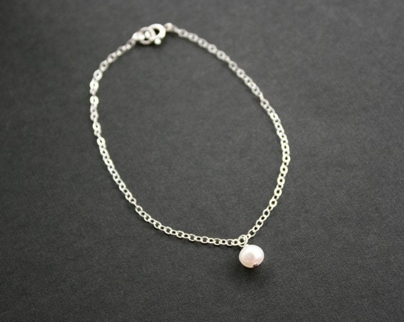 Pearl bracelet, sterling silver, bridesmaid gifts, flower girl bracelet, white pearl jewelry, wedding jewelry, mothers day gifts, friendship