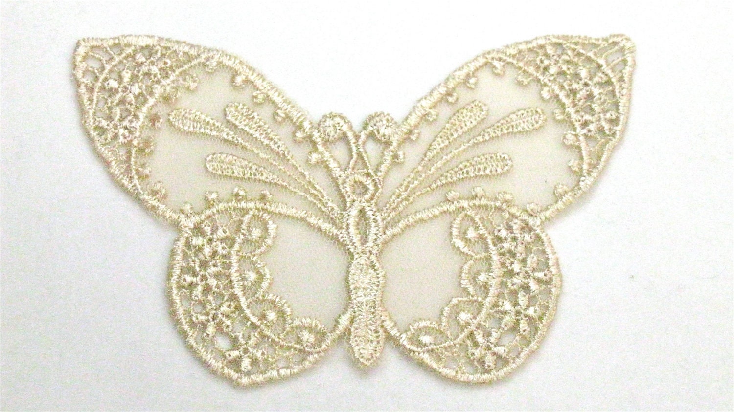Venice Lace Applique, Butterfly In Netting Venise Motif Great for Clothing Embellishment