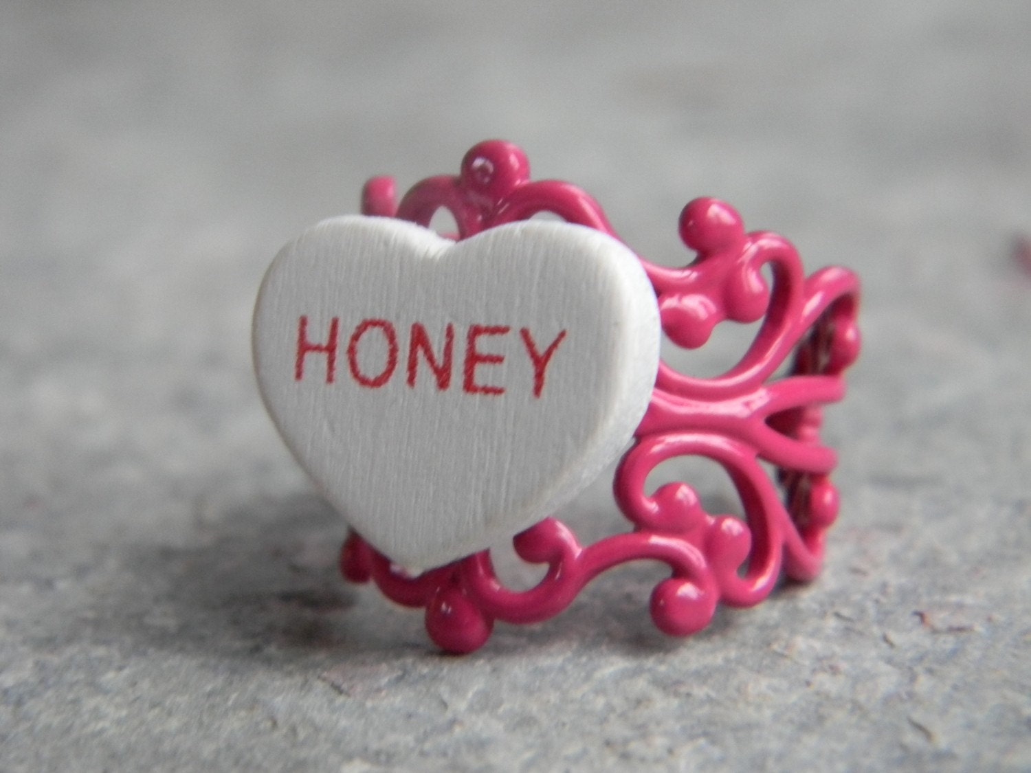 Conversation Hearts "Honey" Ring