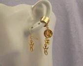 Ear cuff and earring 2 piece set - Woman Under the Moon & Stars