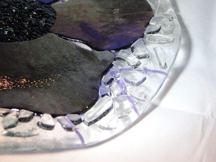 Fused Glass - Purple Poppy Plate