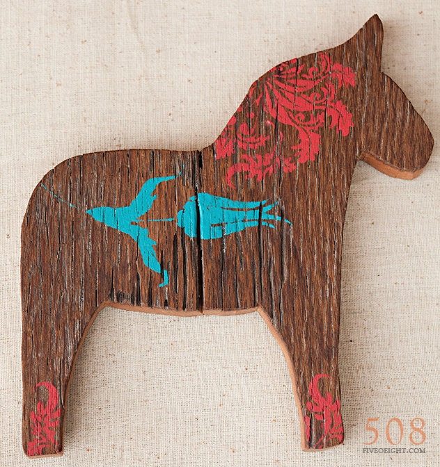 Lilla Vän: LARGE DALA HORSE ( painted wood animal silhouette, swedish decor )