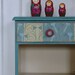 No. 27- painted side table bookshelf with vintage looking paper drawer