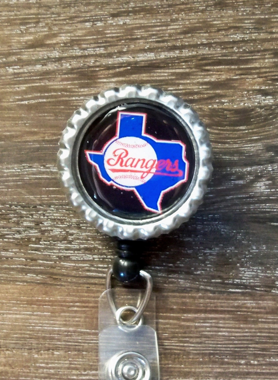 Let's Go Rangers badge clip