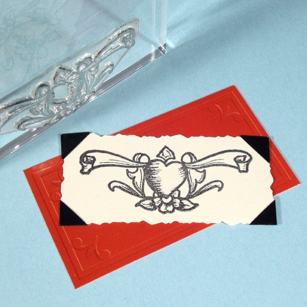 Heart Scrolls Banner Clear Polymer Rubber Stamp