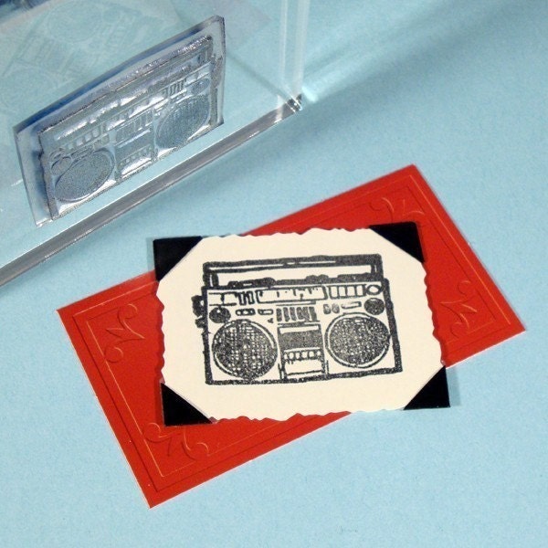 Boombox Clear Polymer Rubber Stamp