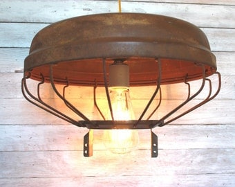 Southern Lighting from Relcaimed Metal Chicken Feeder