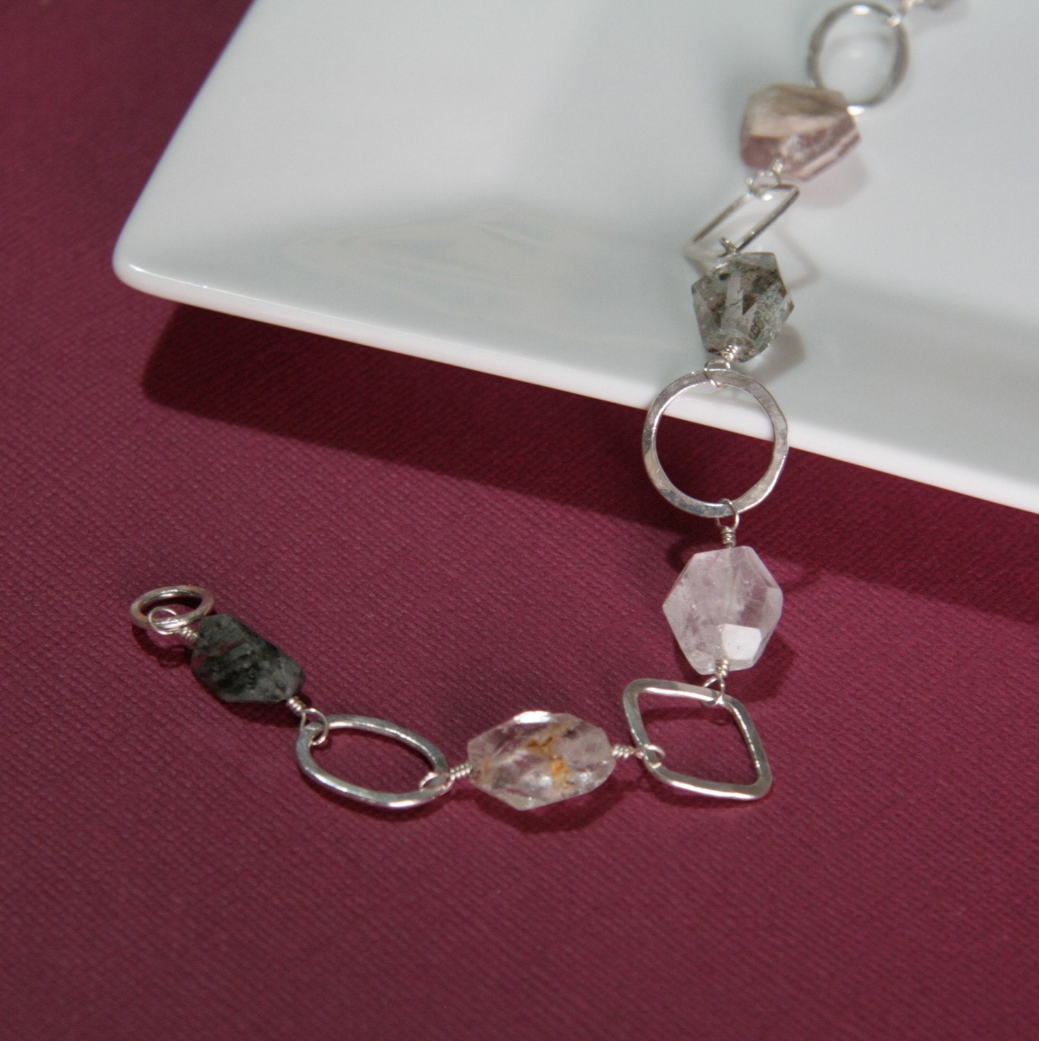 RUDY - fine silver and rutilated quartz bracelet