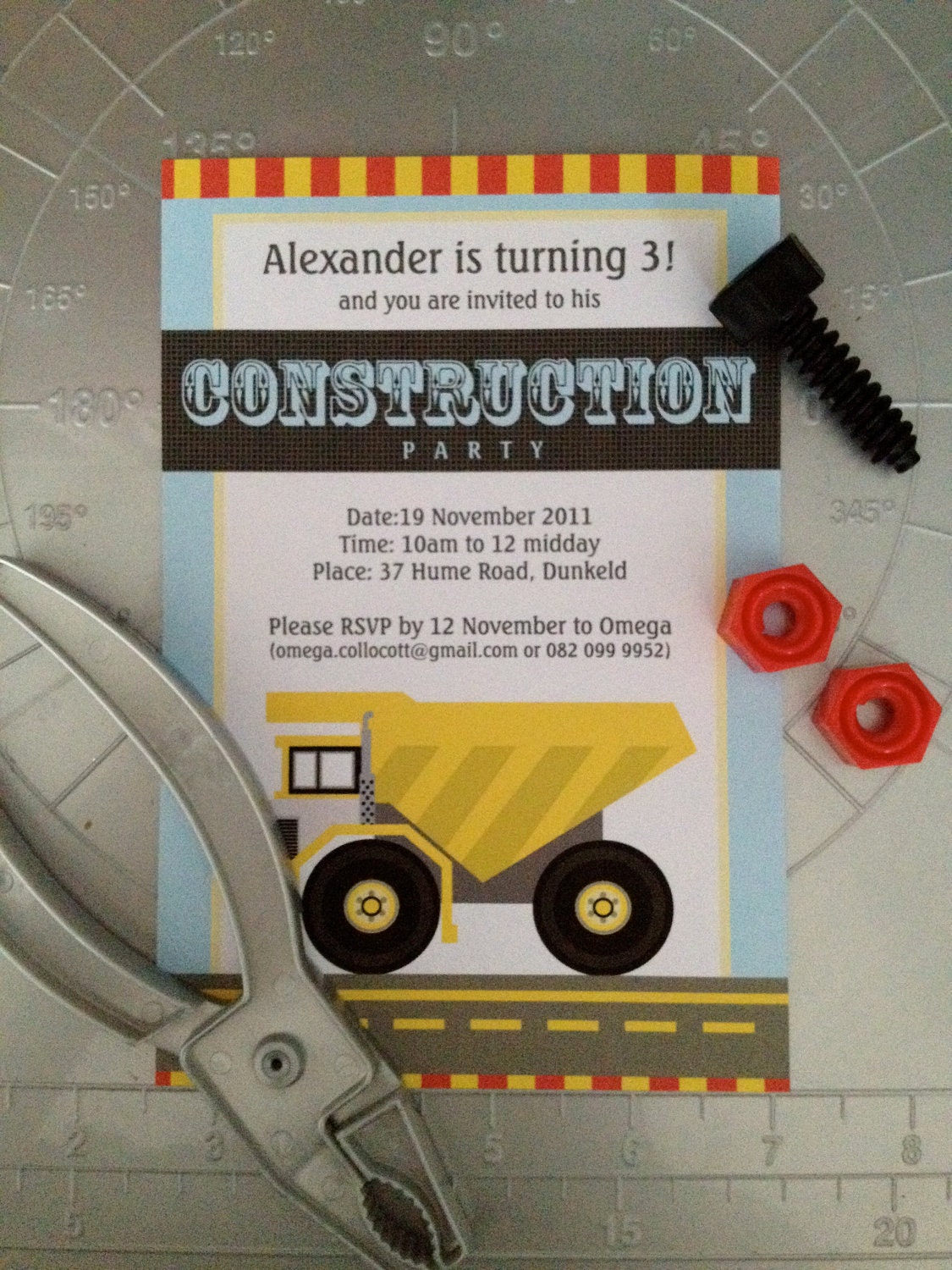 CUSTOM Construction Printable Party Thank You Card Il_170x135