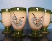 4 Seagull Pedestal Coffee Mugs