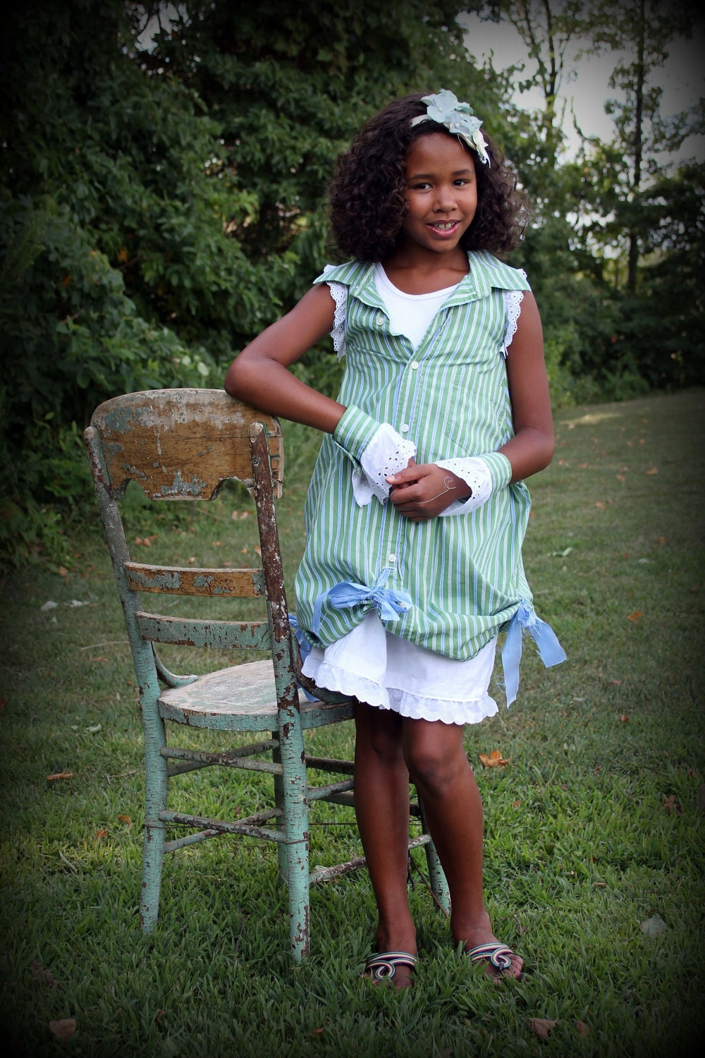 Daddy's shirt dress with arm cuffs size girls 8