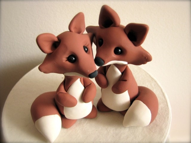 custom fox wedding cake topper