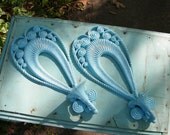 Syroco Vintage Sconce Faux Wicker Upcycled in Powder Blue