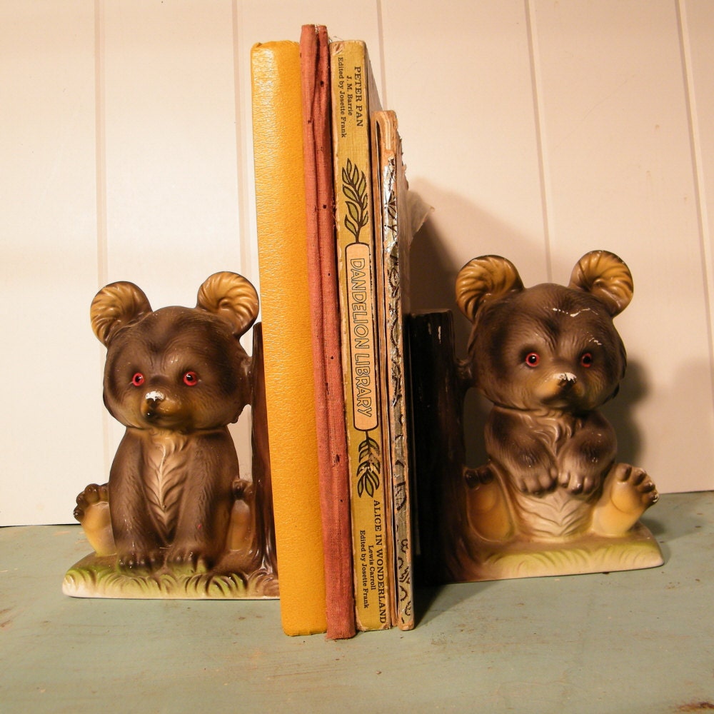 Book Ends Teddy Bears  Bisque Porcelain