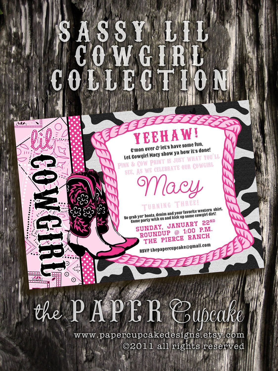 Printable Invitation Design - Sassy Lil' Cowgirl Collection - DIY Printables by The Paper Cupcake Il_170x135