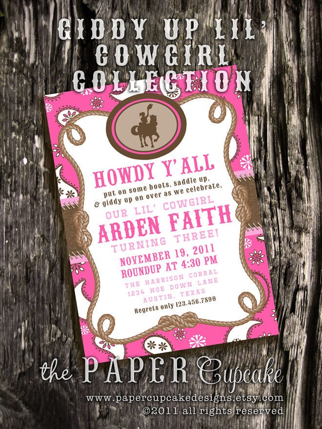 Printable Invitation Design - Giddy Up Lil' Cowgirl Collection - DIY Printables by The Paper Cupcake Il_570xn