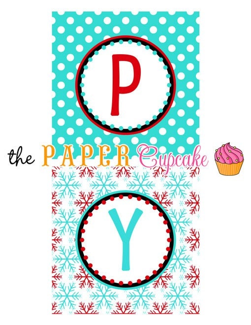 Printable Happy Birthday Banner - Winter ONEderland / Winter Wonderland Theme