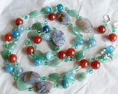 Fire Agates and Amazonite Jewelry Set