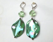 Green Fashion Bead with Peridot Faceted Crystals Earrings