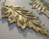 Large Brass Leaf Earrings