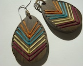 AZTEC---Embroidered Wood Chevron Earrings-FALL COLORS