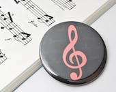 Treble Clef 2.25 inch pocket mirror for musicians and music lovers