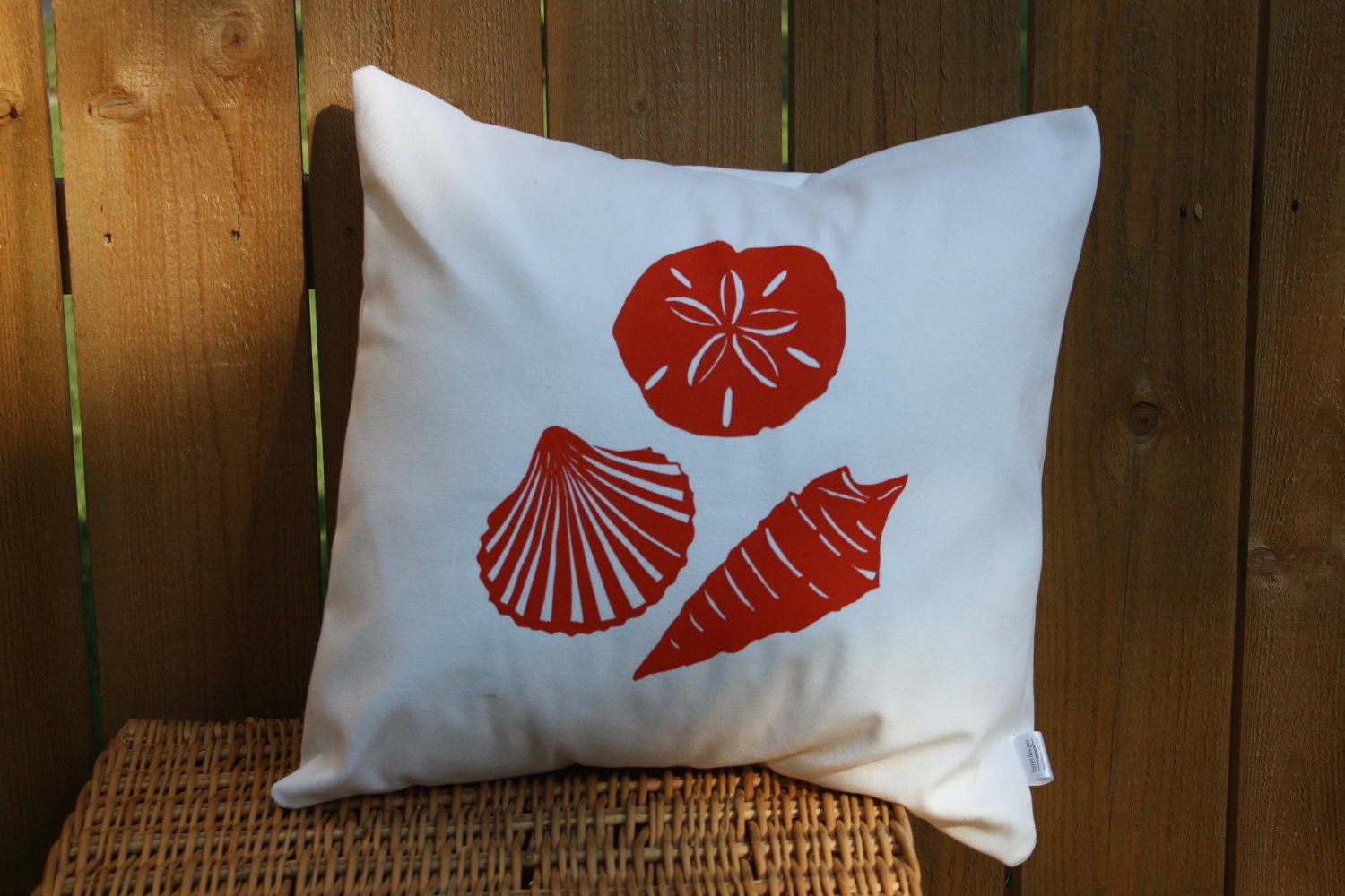 Shells silk screened pillow cover