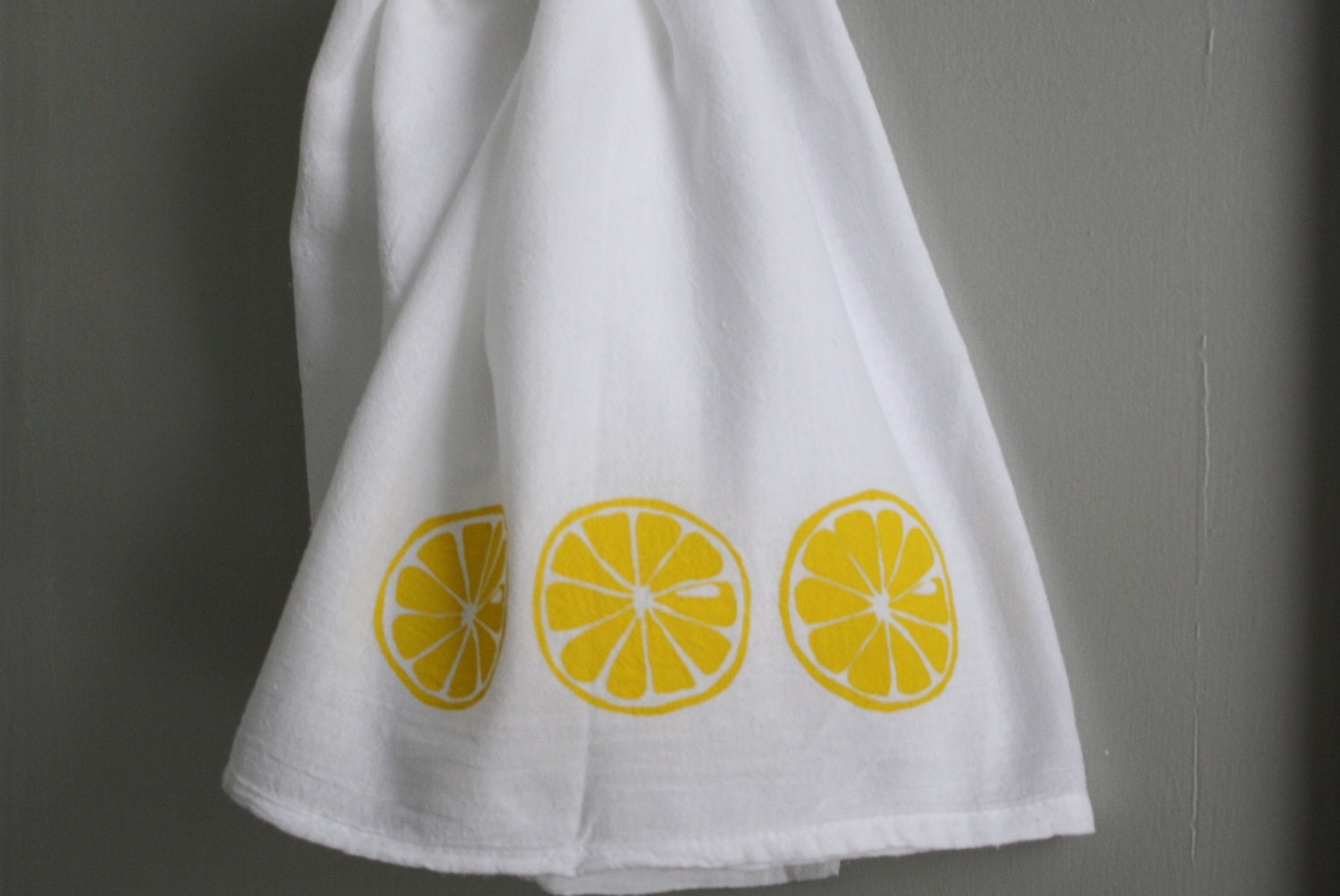 Lemon Kitchen towel hand screened