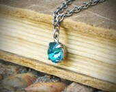 Vintage Rhinestone Birthstone Necklace, Silver, Your Choice of Jewel, Single Stone, by rewelliott on Etsy