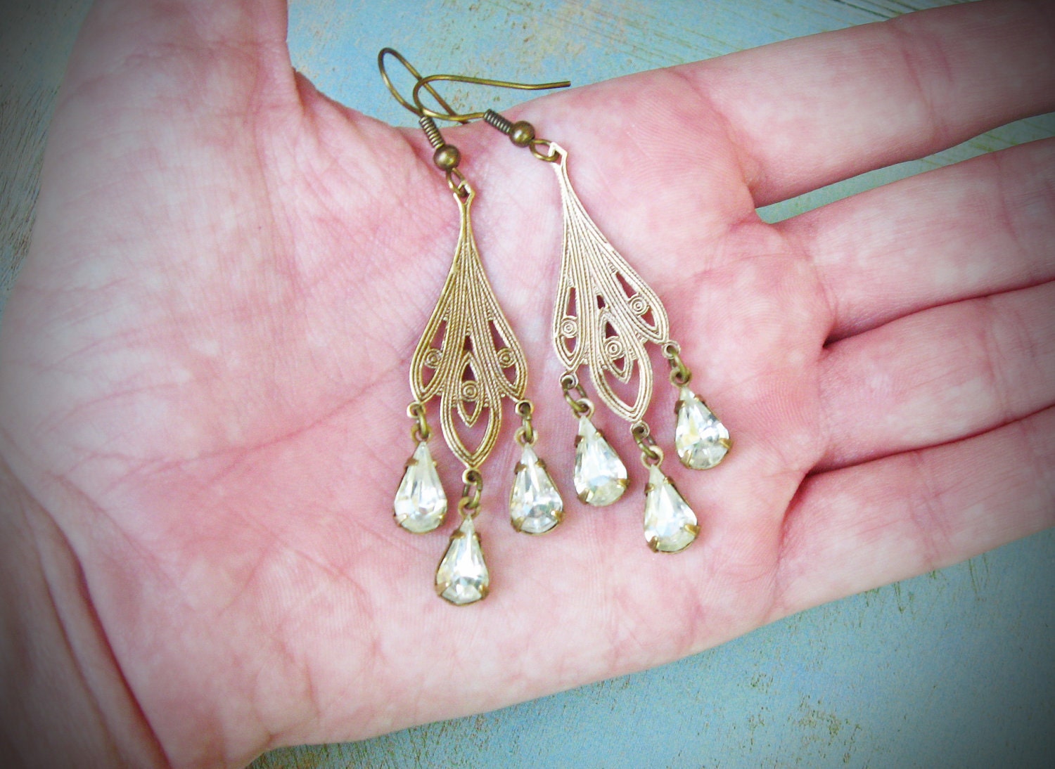 Vintage Rhinestone Earrings, Bridal, Chandelier, Wedding, Bridesmaid