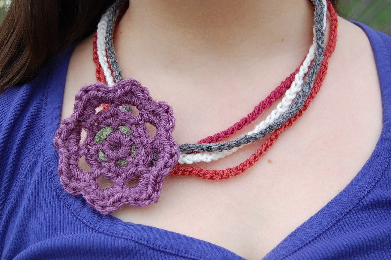 Crochet Necklace with Dinosaur Earrings dinosaur jewelry earrings