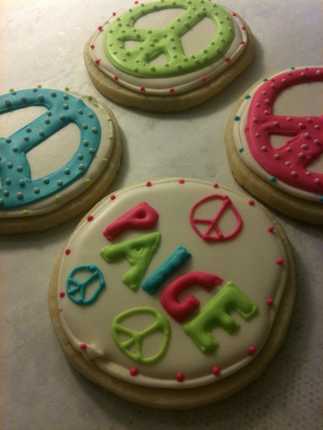 Peace Sign Cookie favor birthday shower or just because