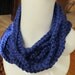 Cowl of Crocheted Chains Neckwarmer in Cobalt Blue Rope Necklace 28 Inch Circumference