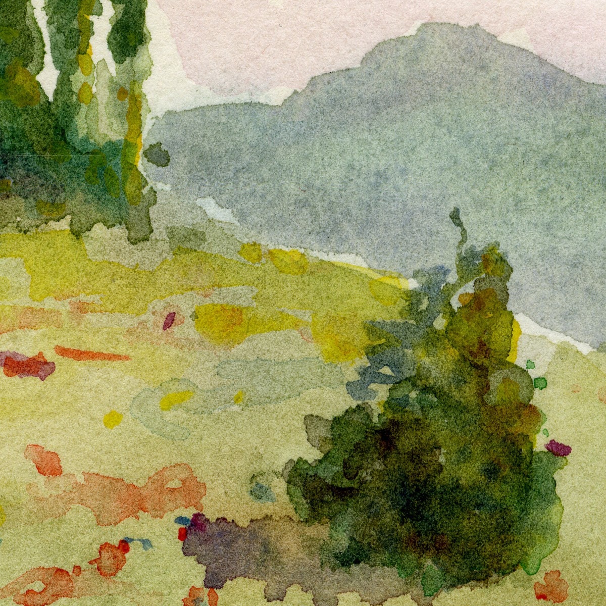 italian landscape- Tuscan Spring- 11x14 watercolor print