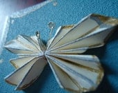 Victorian Butterfly in Blue - 3d Textured Art Card Blue Ivory Gold Silver Any Occasion OOAK Upcycled