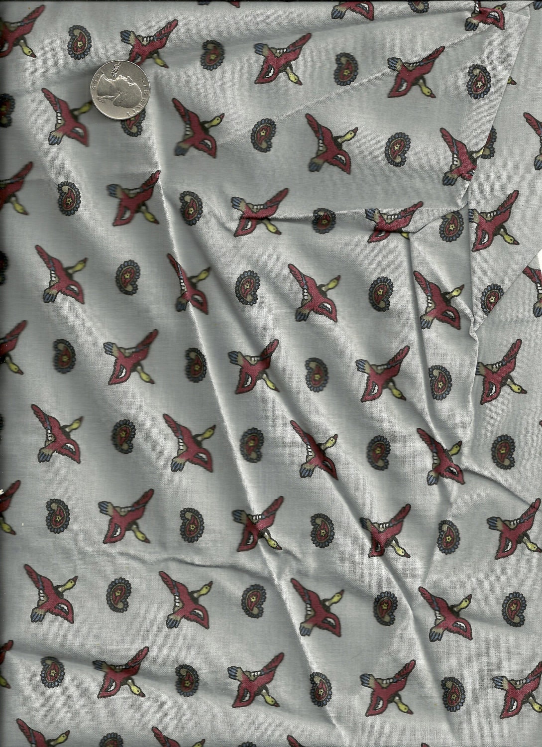 Ducks and Paisley Print Fabric 1 3/4 Yard 100% Cotton X0123