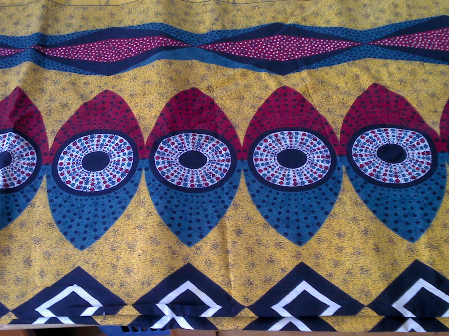 Bold African Wax Congo Print 7 Yards X0130 Yellow Red Black  Blue