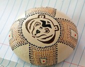 Native American Bear Hand Painted Dot Rock