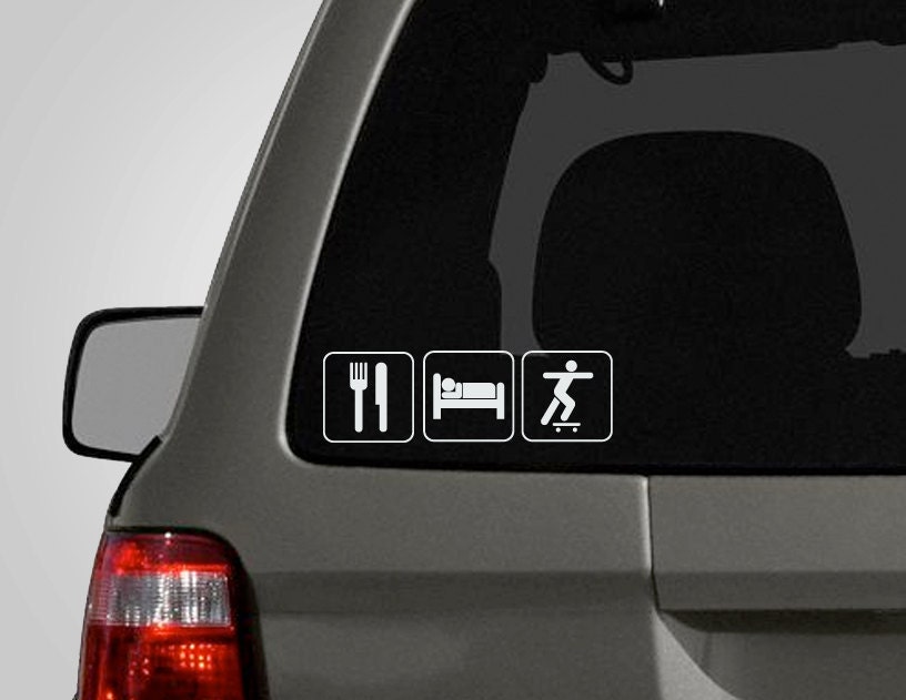 Eat, Sleep, Skate Decal - Skating Skater Decal - Skateboarding Skateboard - Stick Figure Decal