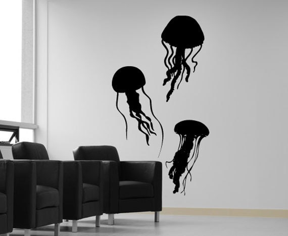 Jellyfish Decal - Jellyfish Wall Decal - Removable Wall Decal - Matte Decal
