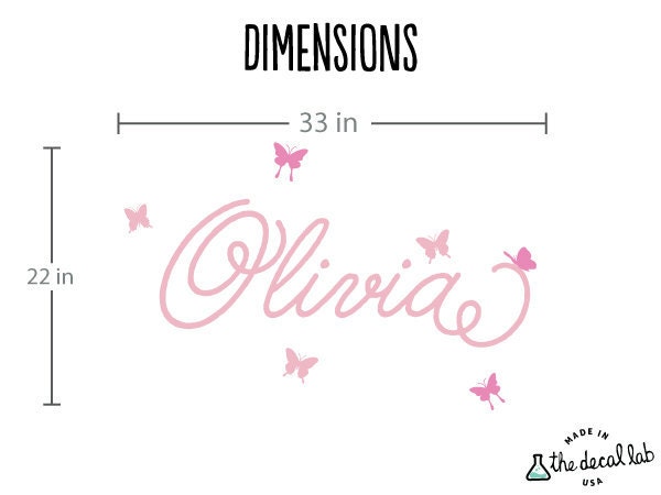 Childrens Custom Name Wall Decal, Butterflies Personalized Girls Name Wall Sticker, Kids Wall Decor, Kids Room Decor
