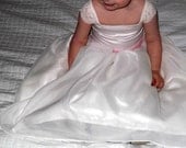 Baby ivory chiffon flower girl dress for a wedding ceremony. Wedding vintage lace gowns for your flower girls. Lace straps Sizes 6m - 24 m.