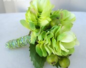 Mens silk boutonniere green hops berries wedding accessories groom groomsmen proms