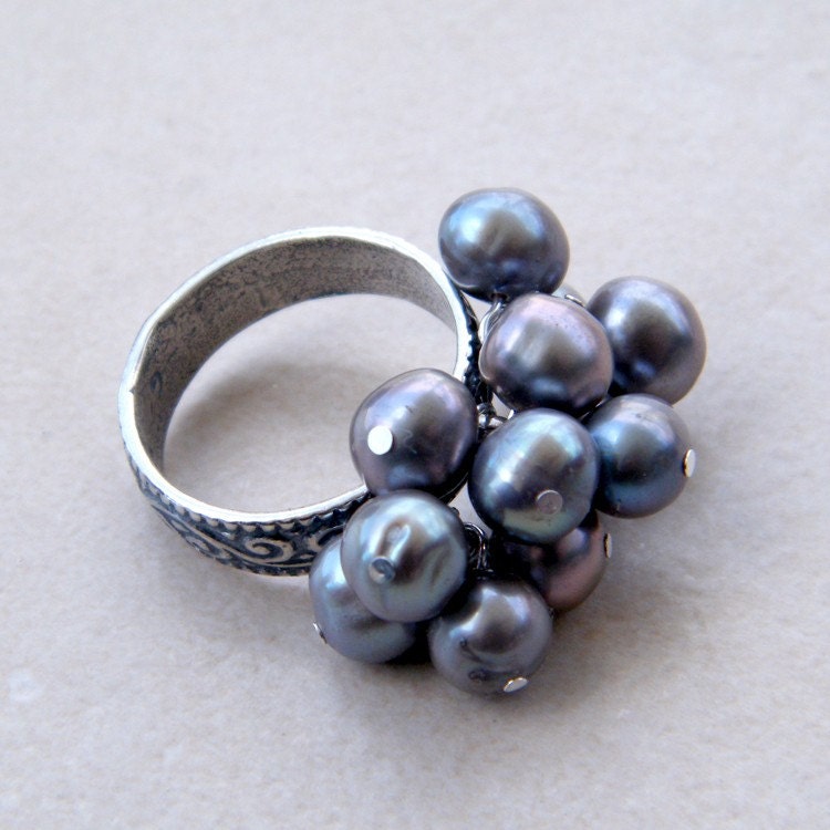 Sterling Silver and Silver Pearl Ring