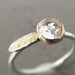 Rose Cut White Topaz Leaf Stack Ring, Diamond Clear 14k Gold and Silver